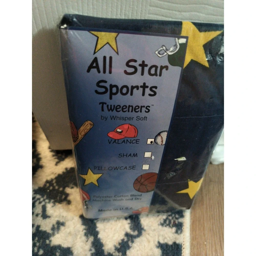 Whisper Soft Mills All Star Sports Tweeners Navy Valance Curtains 81
